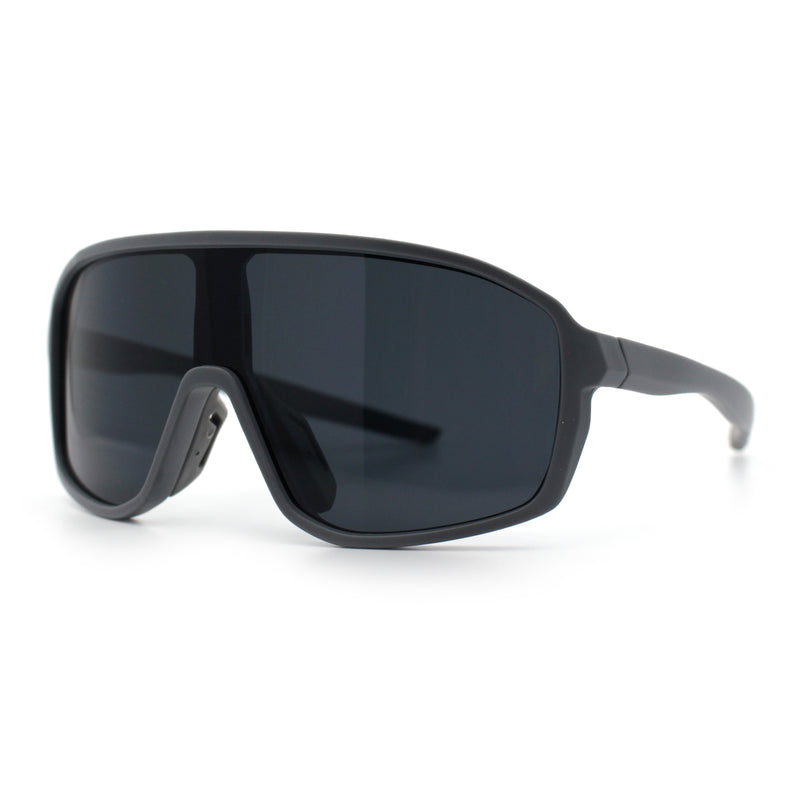 Mens Geometric Oversized Shield Sport Plastic Wrap Riding Sunglasses
