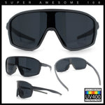 Mens Geometric Oversized Shield Sport Plastic Wrap Riding Sunglasses
