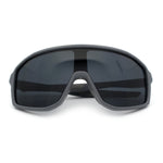 Mens Geometric Oversized Shield Sport Plastic Wrap Riding Sunglasses