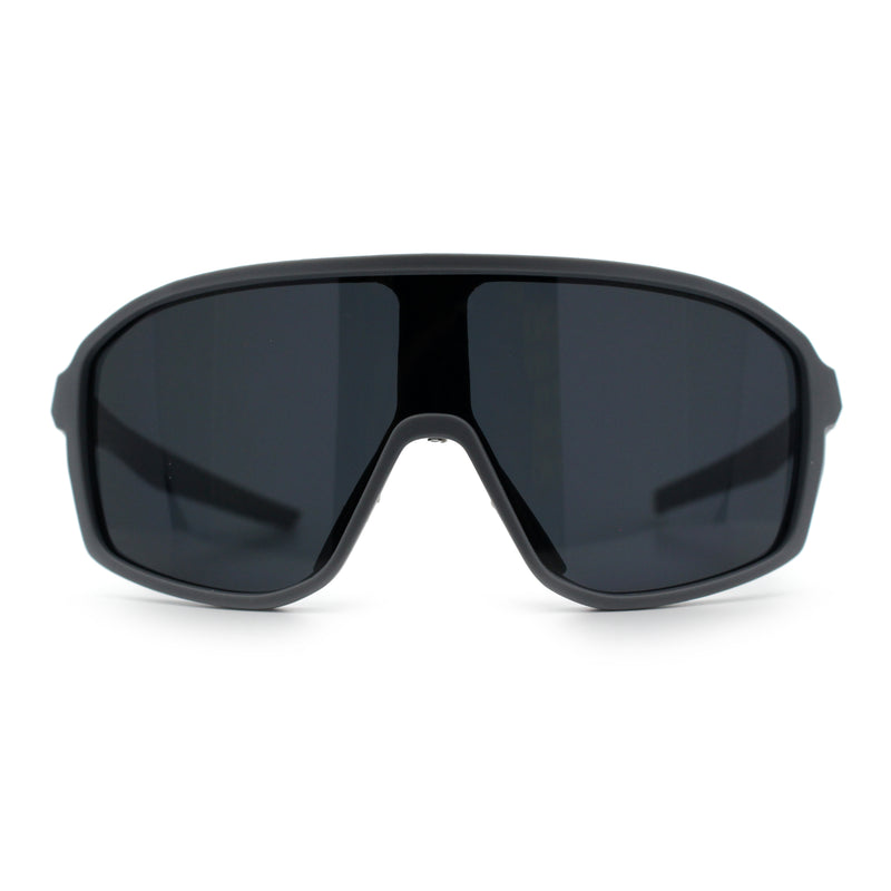 Mens Geometric Oversized Shield Sport Plastic Wrap Riding Sunglasses