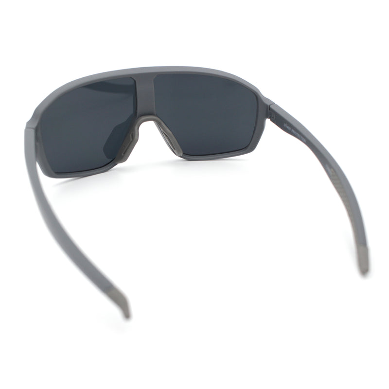 Mens Geometric Oversized Shield Sport Plastic Wrap Riding Sunglasses