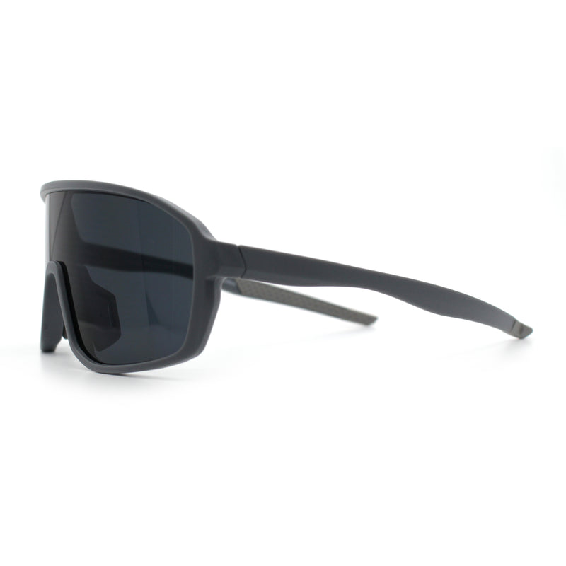 Mens Geometric Oversized Shield Sport Plastic Wrap Riding Sunglasses