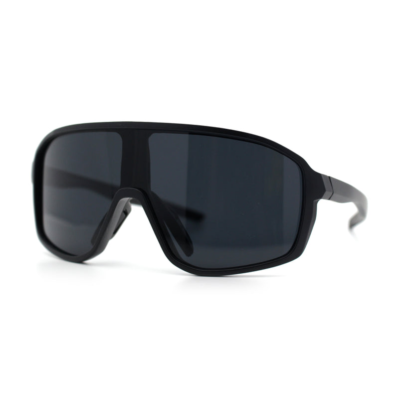 Mens Geometric Oversized Shield Sport Plastic Wrap Riding Sunglasses