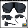 Mens Geometric Oversized Shield Sport Plastic Wrap Riding Sunglasses