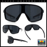 Mens Geometric Oversized Shield Sport Plastic Wrap Riding Sunglasses