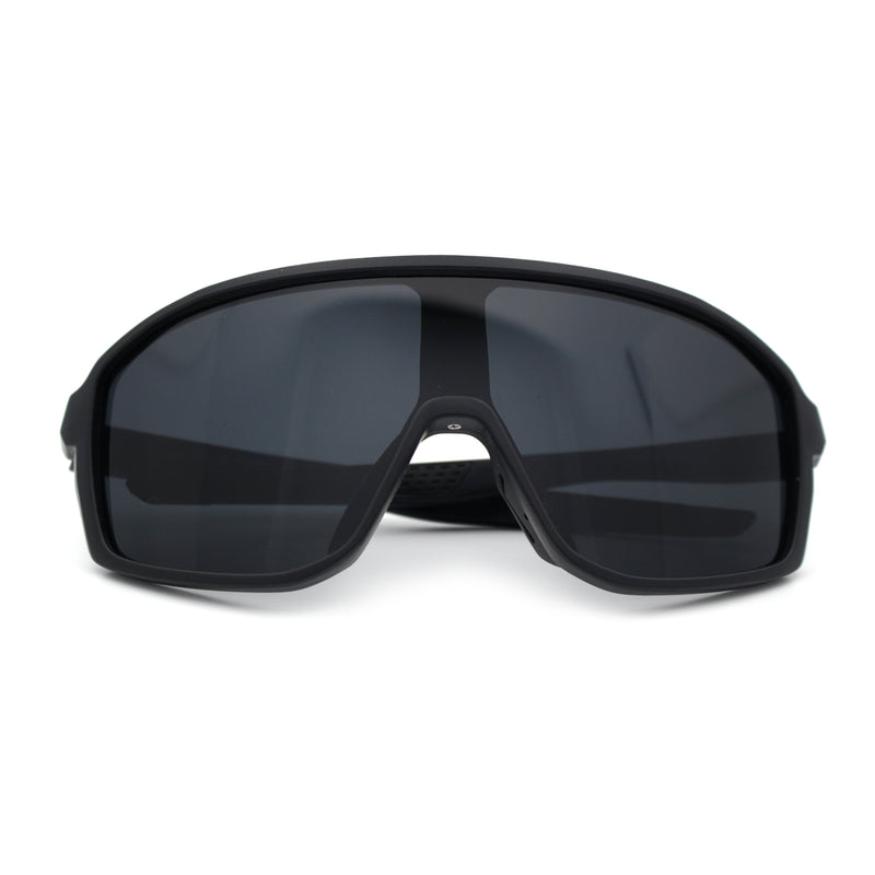 Mens Geometric Oversized Shield Sport Plastic Wrap Riding Sunglasses