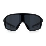 Mens Geometric Oversized Shield Sport Plastic Wrap Riding Sunglasses