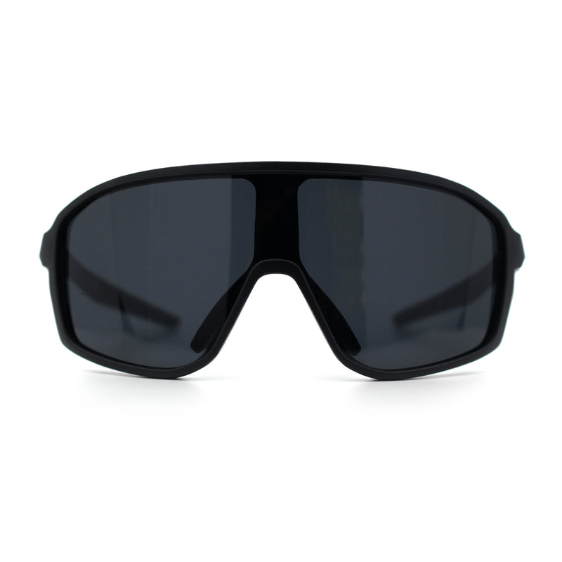 Mens Geometric Oversized Shield Sport Plastic Wrap Riding Sunglasses