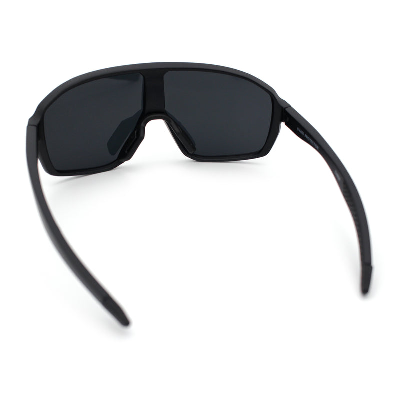 Mens Geometric Oversized Shield Sport Plastic Wrap Riding Sunglasses