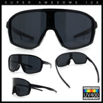 Mens Geometric Oversized Shield Sport Plastic Wrap Riding Sunglasses