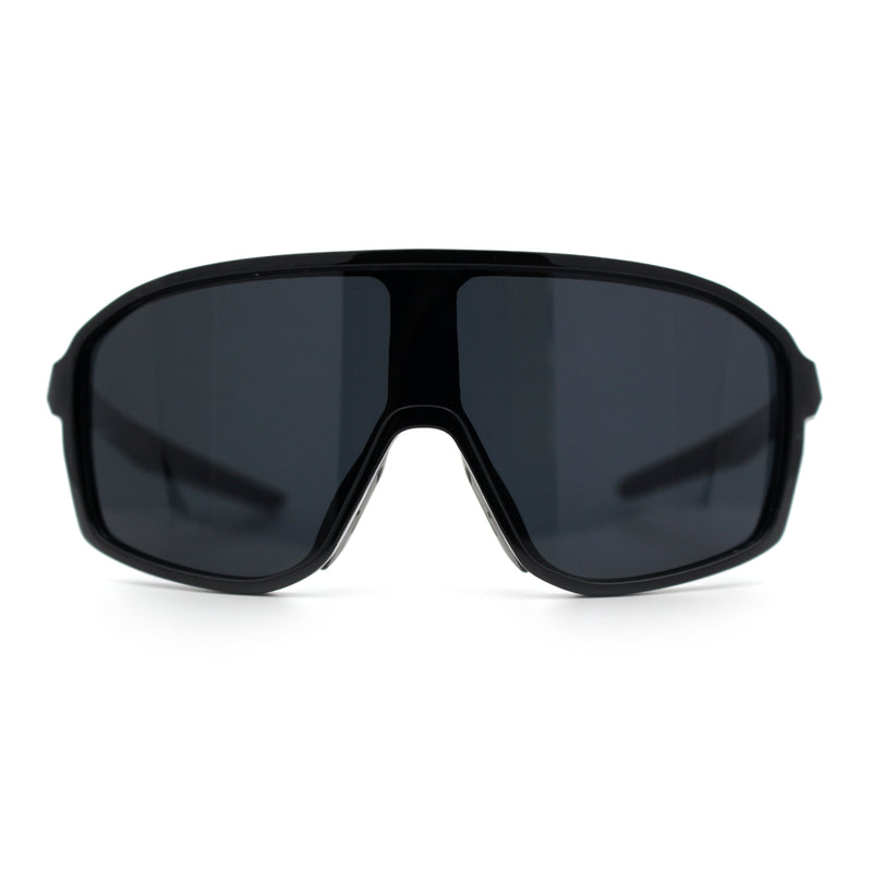 Mens Geometric Oversized Shield Sport Plastic Wrap Riding Sunglasses