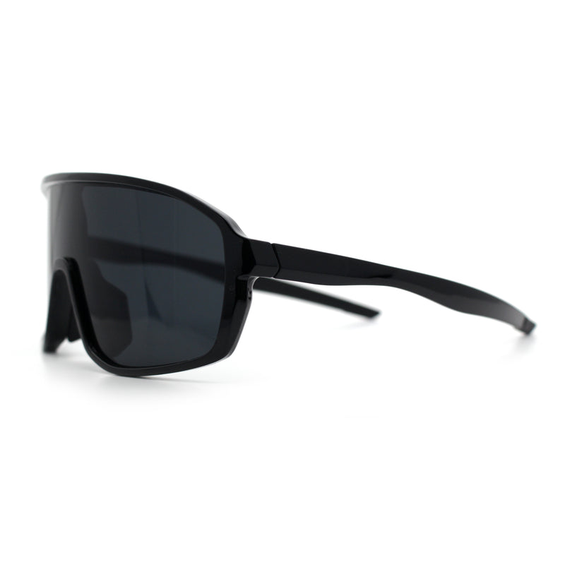 Mens Geometric Oversized Shield Sport Plastic Wrap Riding Sunglasses