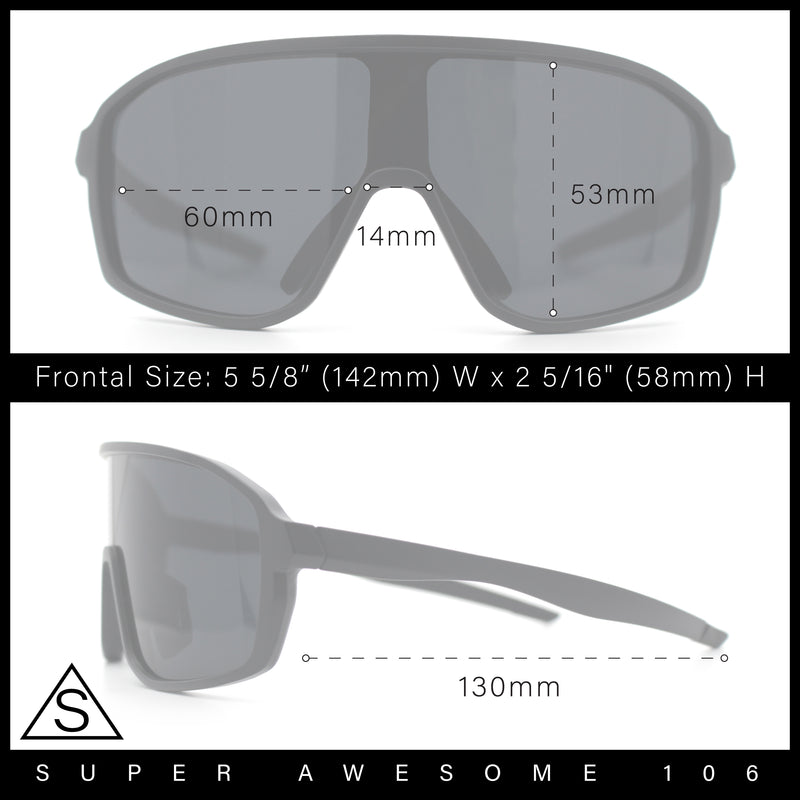 Mens Geometric Oversized Shield Sport Plastic Wrap Riding Sunglasses
