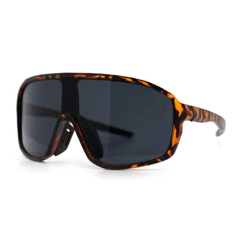 Mens Geometric Oversized Shield Sport Plastic Wrap Riding Sunglasses