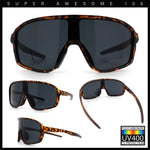 Mens Geometric Oversized Shield Sport Plastic Wrap Riding Sunglasses