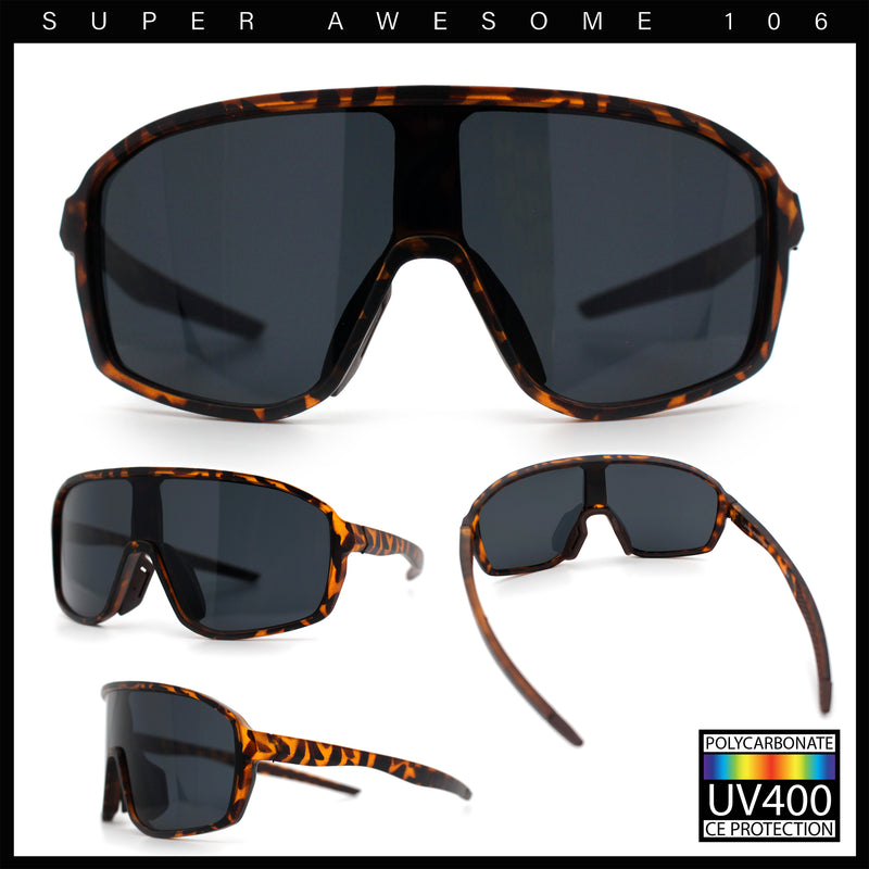 Mens Geometric Oversized Shield Sport Plastic Wrap Riding Sunglasses
