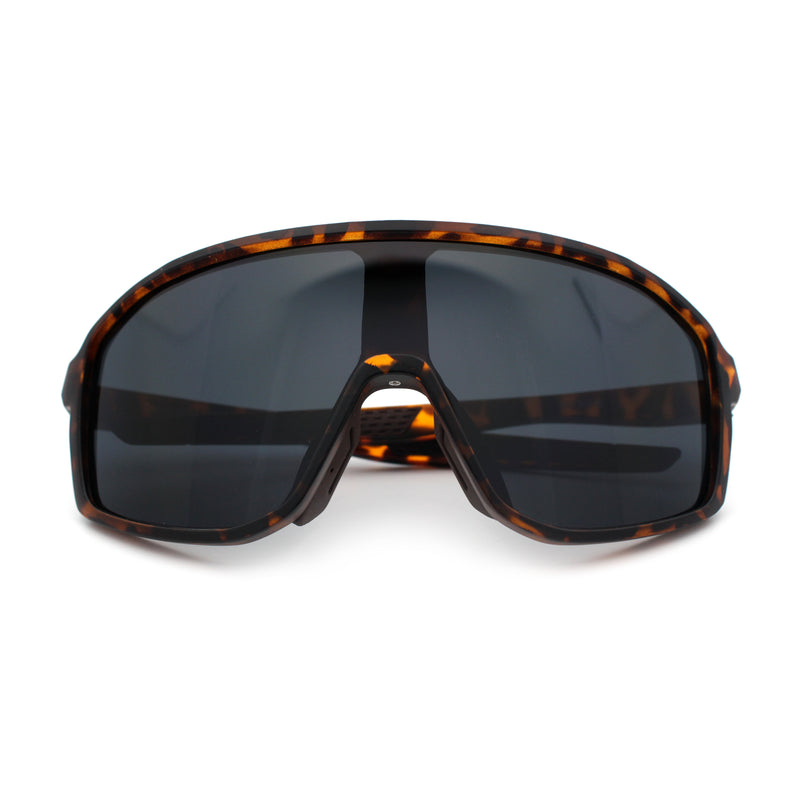 Mens Geometric Oversized Shield Sport Plastic Wrap Riding Sunglasses