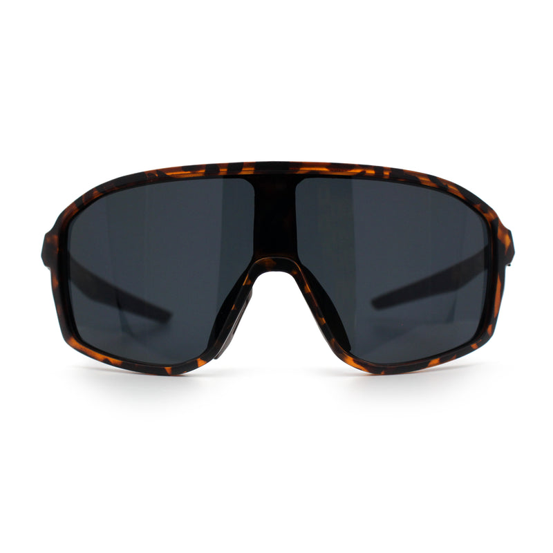 Mens Geometric Oversized Shield Sport Plastic Wrap Riding Sunglasses