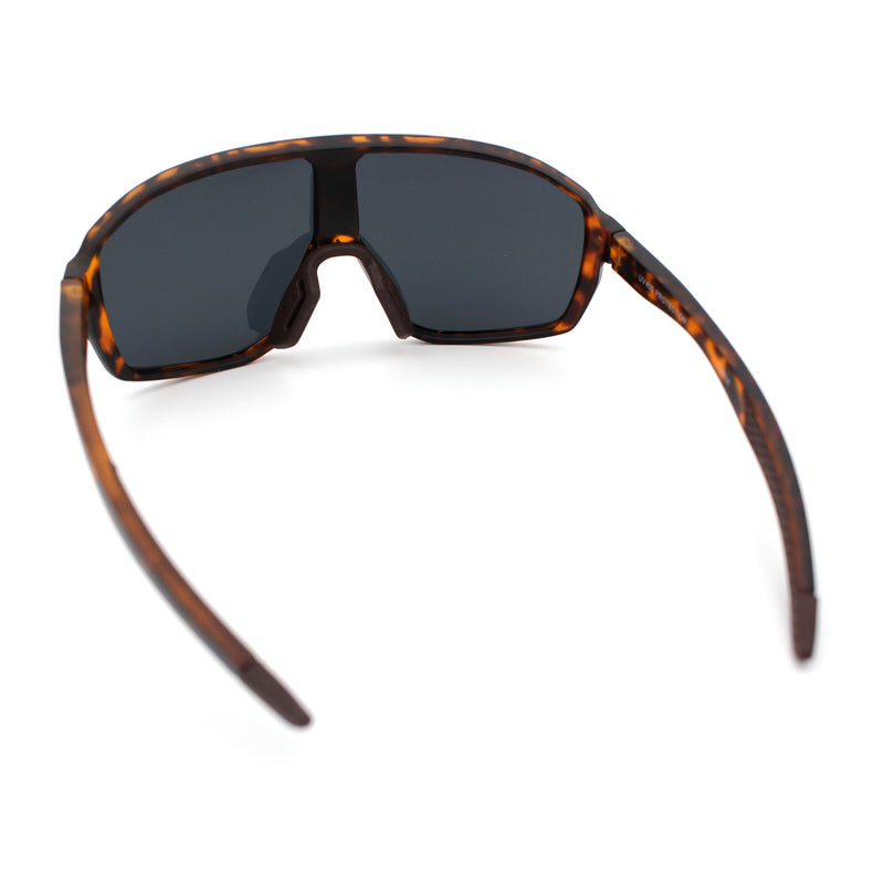 Mens Geometric Oversized Shield Sport Plastic Wrap Riding Sunglasses