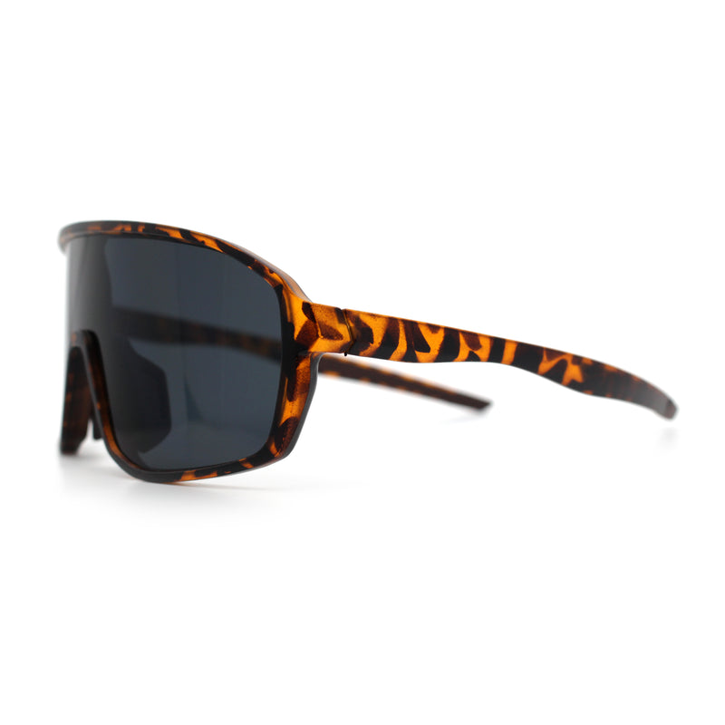 Mens Geometric Oversized Shield Sport Plastic Wrap Riding Sunglasses