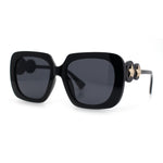 Womens Thick Rectangle Star Stud Jewel Trim Arm Diva Sunglasses