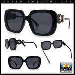 Womens Thick Rectangle Star Stud Jewel Trim Arm Diva Sunglasses