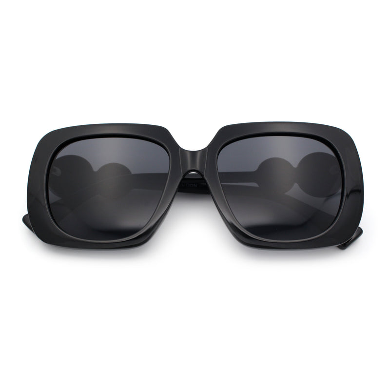 Womens Thick Rectangle Star Stud Jewel Trim Arm Diva Sunglasses