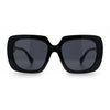 Womens Thick Rectangle Star Stud Jewel Trim Arm Diva Sunglasses