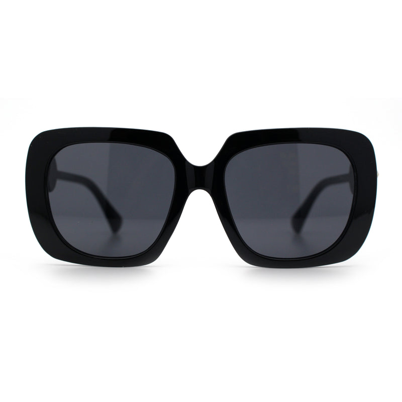 Womens Thick Rectangle Star Stud Jewel Trim Arm Diva Sunglasses