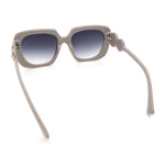 Womens Thick Rectangle Star Stud Jewel Trim Arm Diva Sunglasses