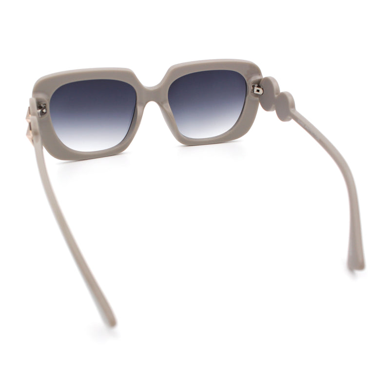 Womens Thick Rectangle Star Stud Jewel Trim Arm Diva Sunglasses