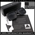Womens Thick Rectangle Star Stud Jewel Trim Arm Diva Sunglasses