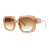 Womens Thick Rectangle Star Stud Jewel Trim Arm Diva Sunglasses