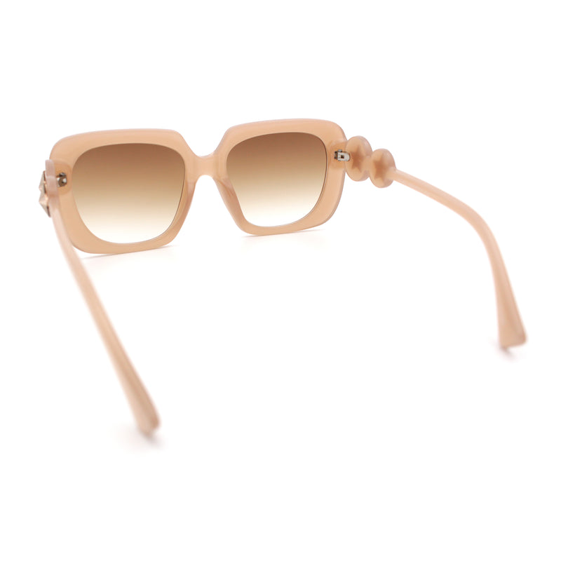 Womens Thick Rectangle Star Stud Jewel Trim Arm Diva Sunglasses
