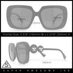 Womens Thick Rectangle Star Stud Jewel Trim Arm Diva Sunglasses