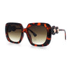 Womens Thick Rectangle Star Stud Jewel Trim Arm Diva Sunglasses