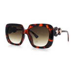 Womens Thick Rectangle Star Stud Jewel Trim Arm Diva Sunglasses