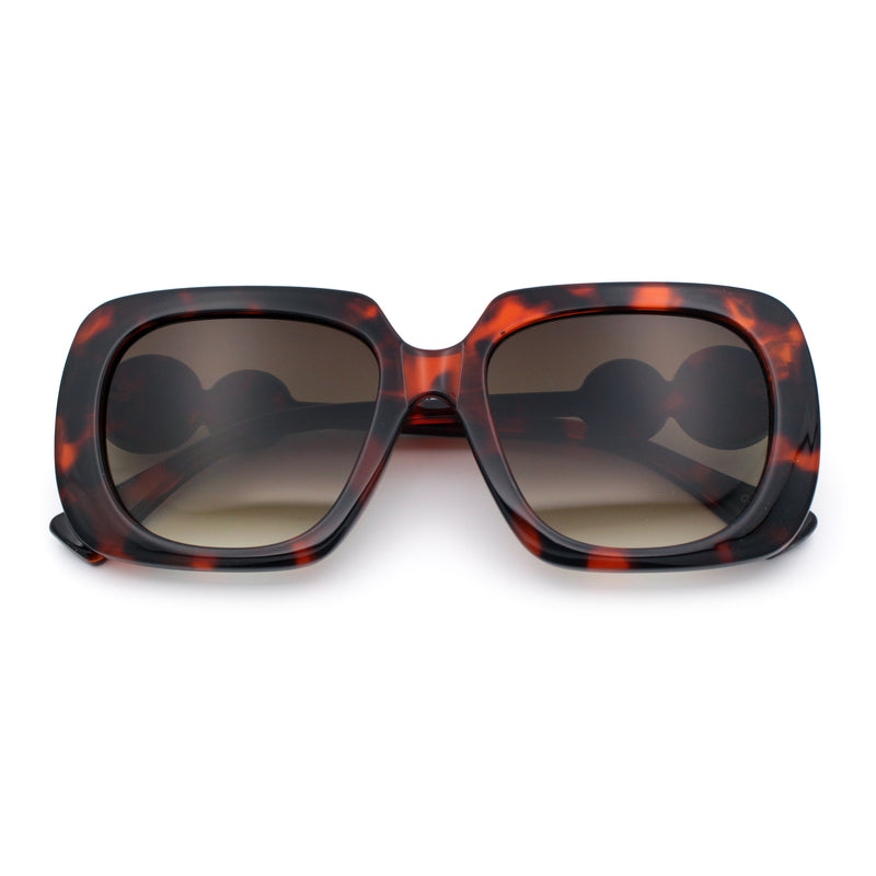 Womens Thick Rectangle Star Stud Jewel Trim Arm Diva Sunglasses