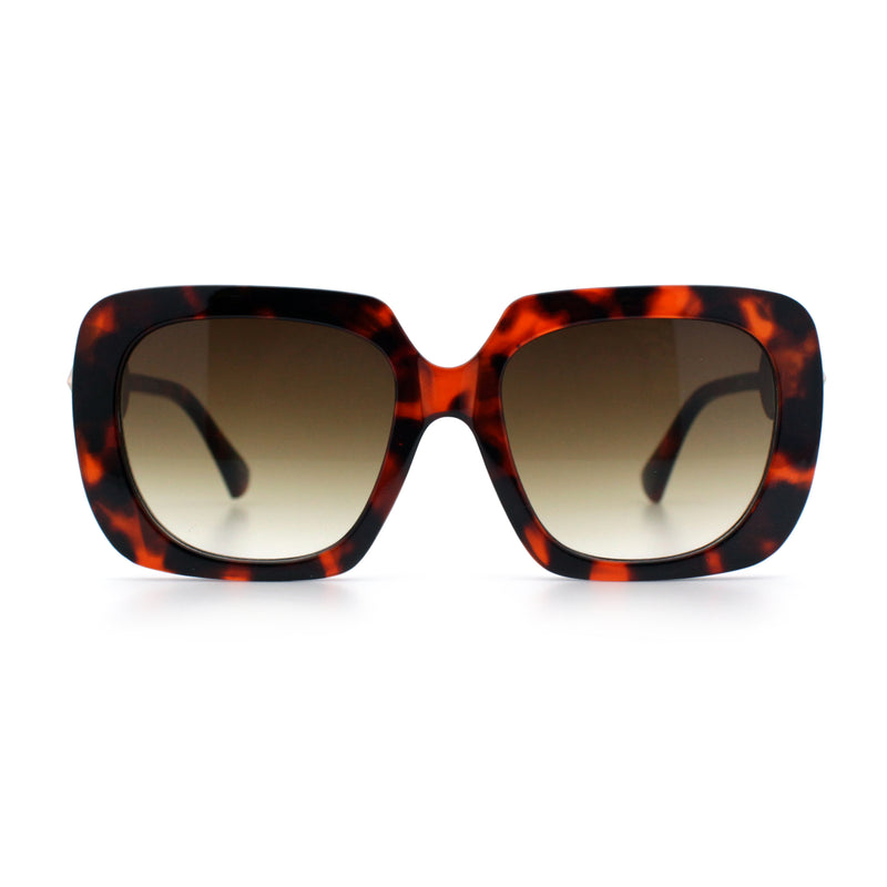 Womens Thick Rectangle Star Stud Jewel Trim Arm Diva Sunglasses