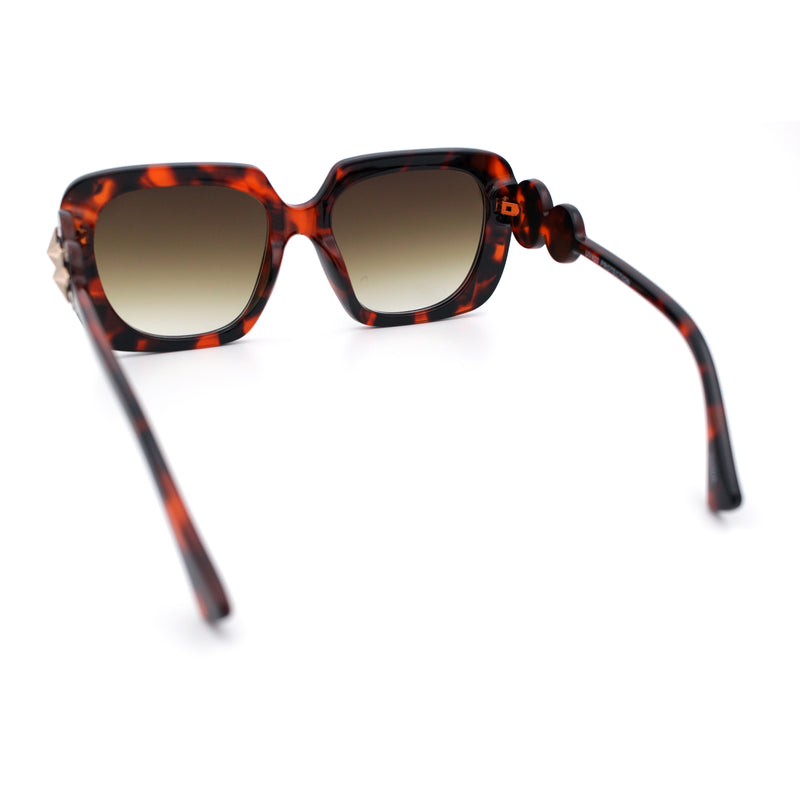 Womens Thick Rectangle Star Stud Jewel Trim Arm Diva Sunglasses