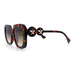 Womens Thick Rectangle Star Stud Jewel Trim Arm Diva Sunglasses