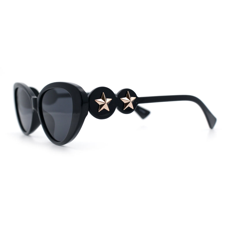Womens Star Stud Jewel Trim Arm Mod Cat Eye Plastic Fashion Diva Sunglasses