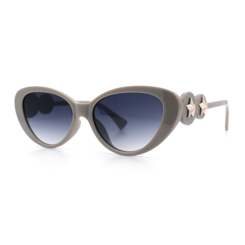 Womens Star Stud Jewel Trim Arm Mod Cat Eye Plastic Fashion Diva Sunglasses