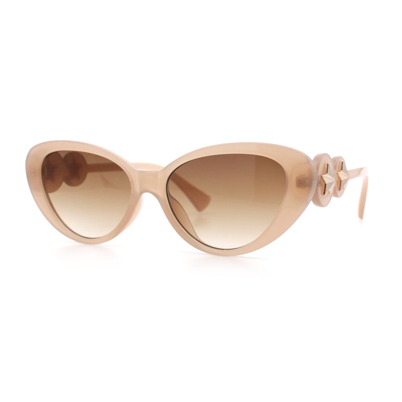 Womens Star Stud Jewel Trim Arm Mod Cat Eye Plastic Fashion Diva Sunglasses