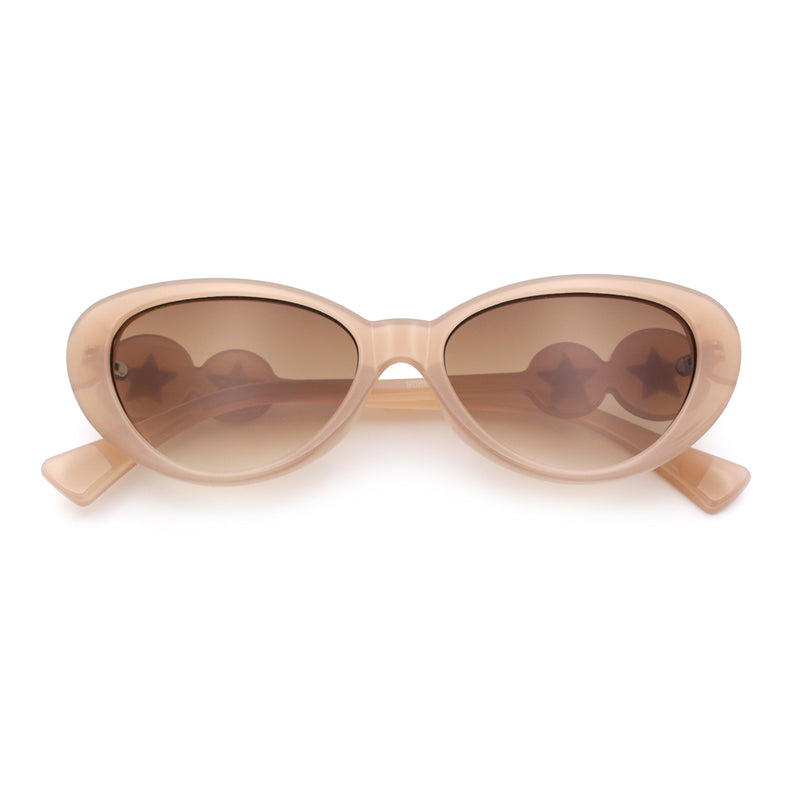 Womens Star Stud Jewel Trim Arm Mod Cat Eye Plastic Fashion Diva Sunglasses