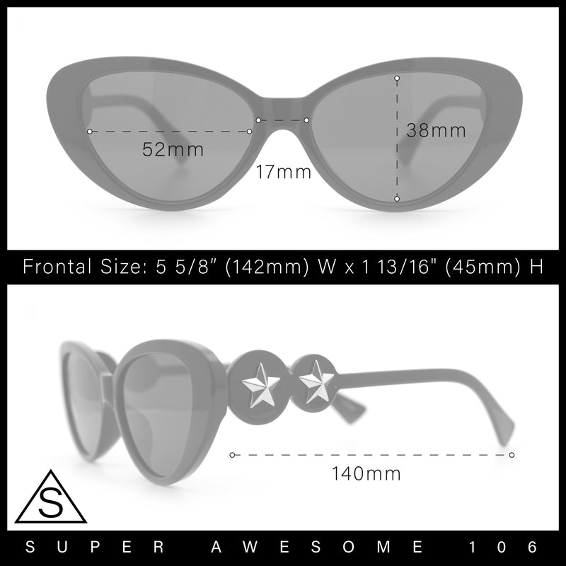 Womens Star Stud Jewel Trim Arm Mod Cat Eye Plastic Fashion Diva Sunglasses
