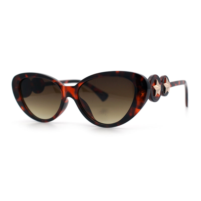 Womens Star Stud Jewel Trim Arm Mod Cat Eye Plastic Fashion Diva Sunglasses