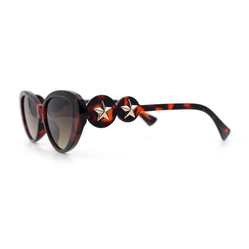 Womens Star Stud Jewel Trim Arm Mod Cat Eye Plastic Fashion Diva Sunglasses