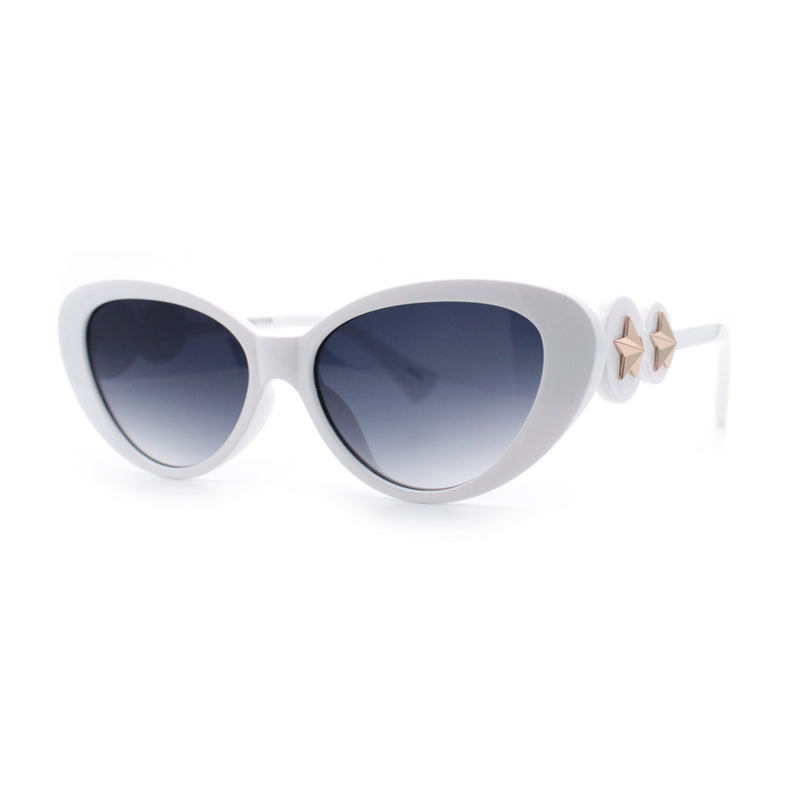 Womens Star Stud Jewel Trim Arm Mod Cat Eye Plastic Fashion Diva Sunglasses
