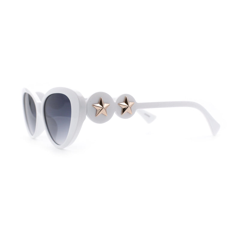 Womens Star Stud Jewel Trim Arm Mod Cat Eye Plastic Fashion Diva Sunglasses